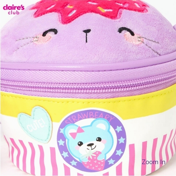 Claire's Club Purple Cupcake Bunny Purse! Cute Plushy 🐰💜🧁 - Picture 2 of 3